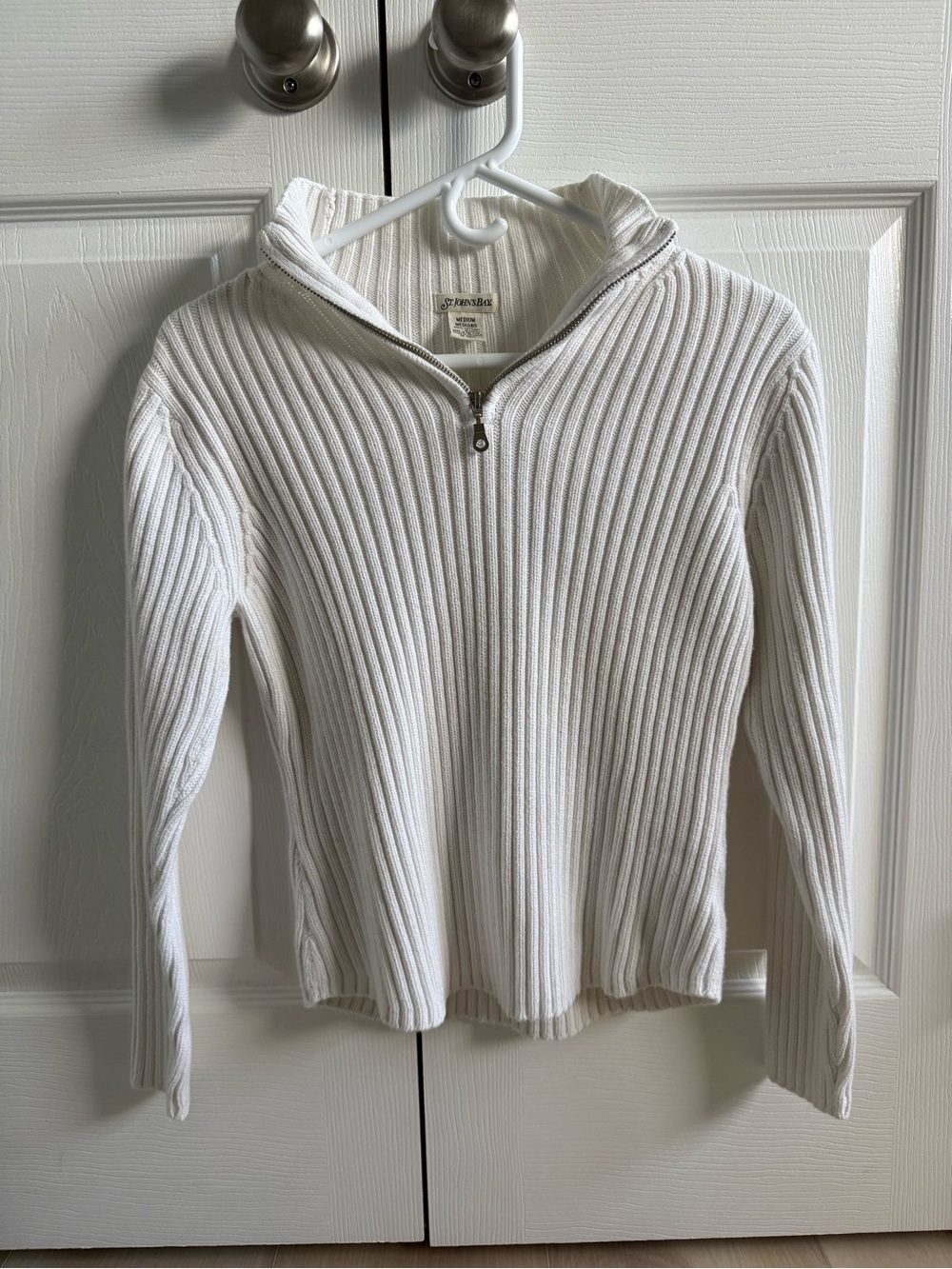 St. John's Bay Cream Ribbed Half-Zip Cowl Sweater